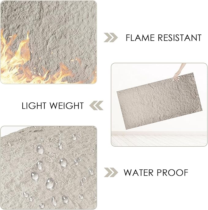 5-Pack 3D Faux Stone Wall Panels, PU Cement-Texture Wainscoting Panels for Interior Walls – Waterproof & Lightweight, Covers 38.7 Sq.Ft, 47.2" x 23.6", for TV Wall, Living Room,Cement Gray