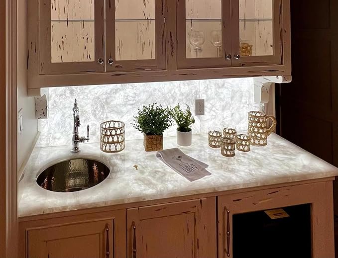 8PCS Backlight LED Panel kit for countertop 28W 6000K White Color with one 300W Transformer and one Controller can Backlit Around 10sqf