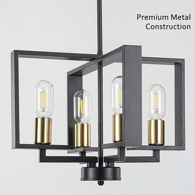 16 '' Antique Spray Farmhouse Gold Chandelier, 4-Light Modern Rustic Lighting Fixture Modern Industrial Ceiling Light for Dining Room, Foyer, Living Room, Kitchen Island, Entryway