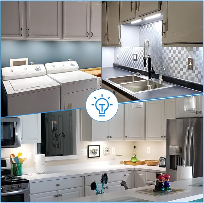 Litever Kitchen Under Cabinet LED Lighting Kit, Super Bright, 6 PCS 12 Inches Light Bars, Plug-in or Hardwire Power Adapter, 31W 2000 Lumen, for Cabinet Counter Shelf Workbench (Daylight White 5000K)