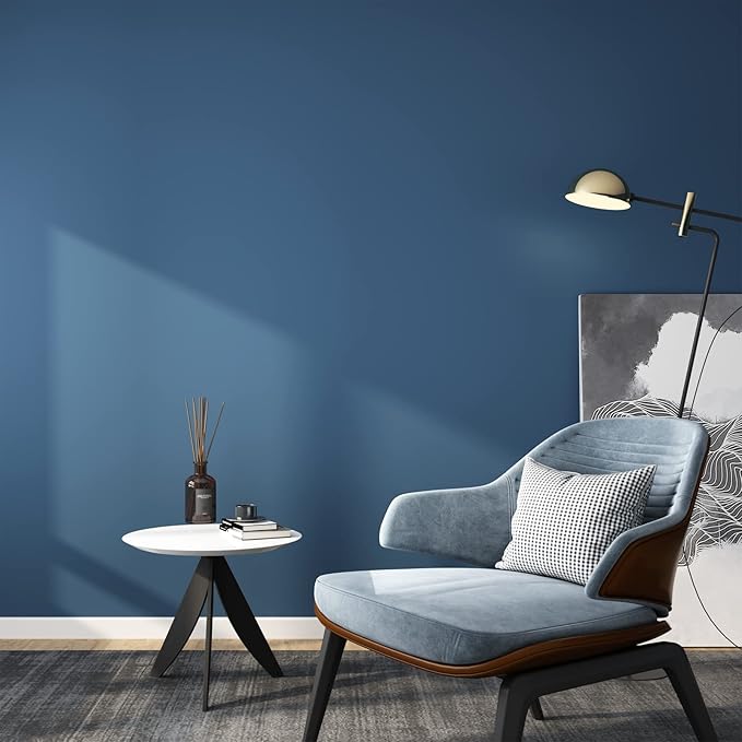 Navy Blue Peel and Stick Removable Wallpaper Thicken Vinyl Modern Matte Textured Solid Color Self-Adhesive Room Wallpaper Countertop Contact Paper for Kitchen Cabinet (24"x393" Dark Blue)