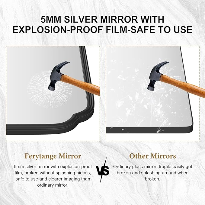 Black Bathroom Mirror for Over Sink 20" x 30" Modern Rounded Rectangle Bathroom Vanity Mirror with Metal Framed Wall Mounted Decorative Mirror (Horizontal/Vertical)