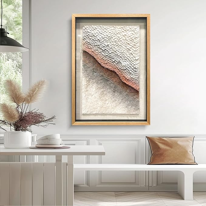 BrightA 3D Paper White Wall Art Abstract Wall Art Framed Artwork for Walls Frame Large Artwork for Living Room Office 27.5"x39.4"