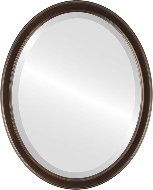OVALCREST Oval Beveled Wall Mirror for Home Decor - Toronto Style - Rubbed Bronze - 26" x 22"