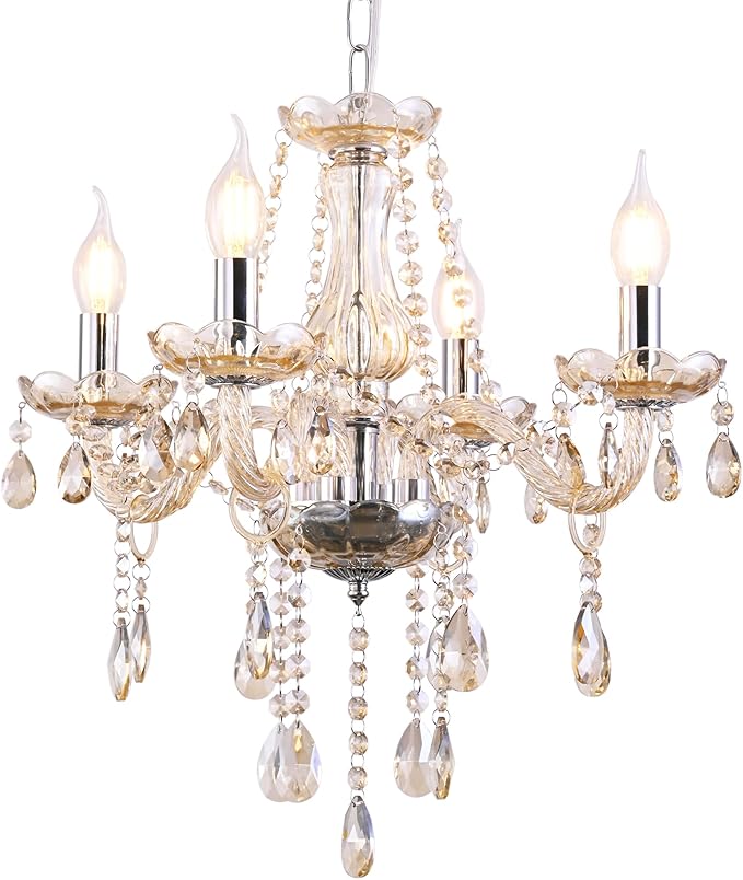 MALOSA Cognac Crystal Chandeliers,Mini Chandelier,Small Chandelier for Bedroom,Dining Room,Living Room,Kitchen Island