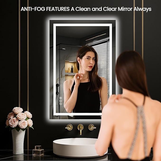 LOAAO 20"x30" LED Mirror for Bathroom, Lighted Bathroom Mirror with Lights, Anti-Fog, Dimmable, Memory Function, Easy to Install, Clear Reflection