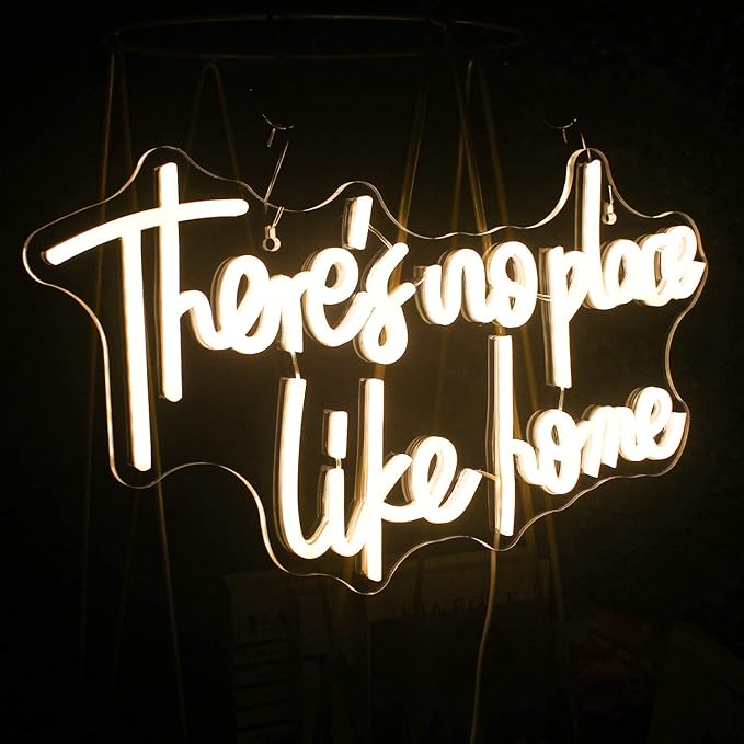 Lucunstar There‘s No Place Like Home Neon Sign,Neon Sign For Room,Warm White Led Neon Light for Wall Decor,Light Up Sign for Wedding,Home Party,USB Connectivity Bedroom Decor,Home Decor