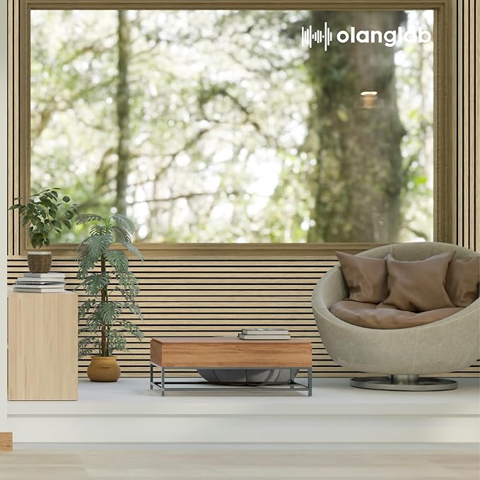 Olanglab Wood Slat Wall Panels 4 Pack, Wooden Acoustic Wall Panels, 94.5"x12.6" Each 3D Wall Panels for Interior Wall Decor (Warm Oak-Extendo Trio)