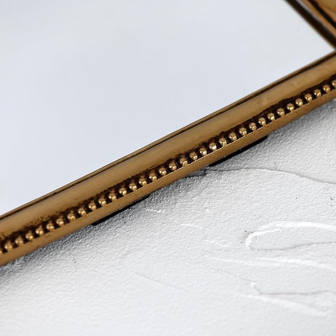 OIGUMR Small Vintage Gold Ornate Baroque Mirror Hanging Mirror Arched Resin Frame Size：15X11 inch