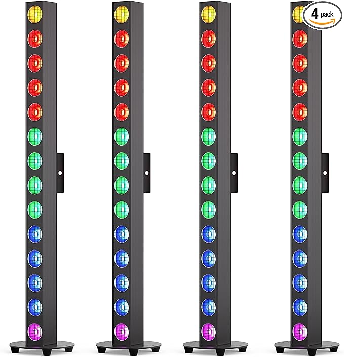 150W Stage Light Bar 14 LED RGBW COB Washer Stage Lights with DMX512 Pixel Control,Auto, Sound-Activated, Master/Slave for Church Christmas Wedding Dance(4PC)