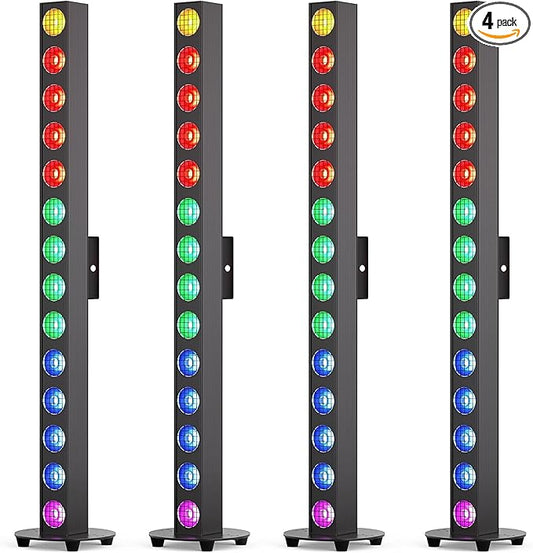 150W Stage Light Bar 14 LED RGBW COB Washer Stage Lights with DMX512 Pixel Control,Auto, Sound-Activated, Master/Slave for Church Christmas Wedding Dance(4PC)