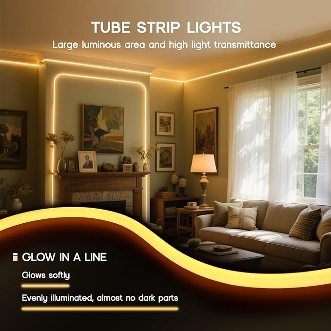 LED Neon Lights Daylight White 6000K,98.4ft 110-120V LED Strip Lights,Flexible Outdoor Waterproof Neon Rope Lights for Bedroom,Cabinet,Kitchen,Living Room,Mirror,Halloween Decor