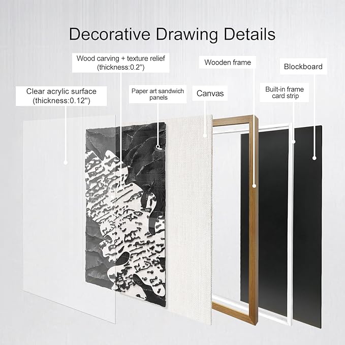 LIUZEYUE - Abstract 3D paper art wall decoration painting suitable for living room and studio walls 39.4"x59"