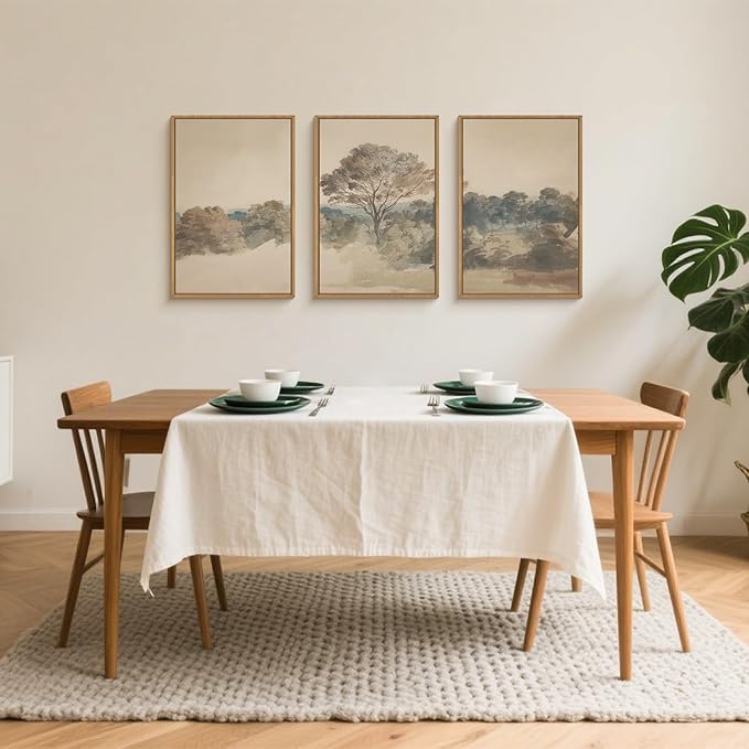 Aryroi Vintage Forest Scenery Framed Canvas Wall Art Set,Beige Tree Landscape Wall Decor,Neutral Woodland Art Prints,Natural Botanical Artwork For Living Room, Bedroom,Farmhouse-16 x24 x3