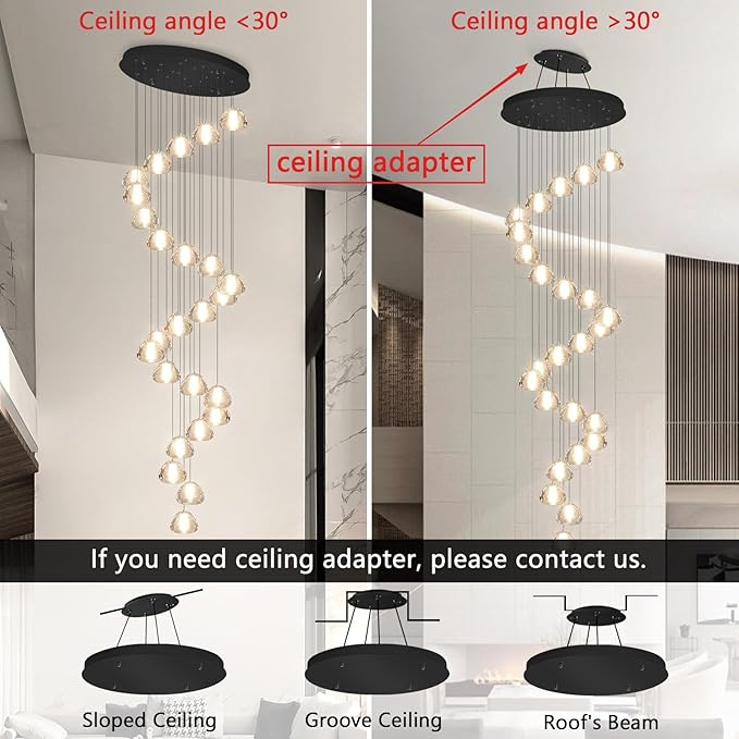 177'' Long Large Crystal Chandeliers 25-Lights LED Chandeliers for High Ceiling Handing Light Fixture for Hallway Foyer Staircase