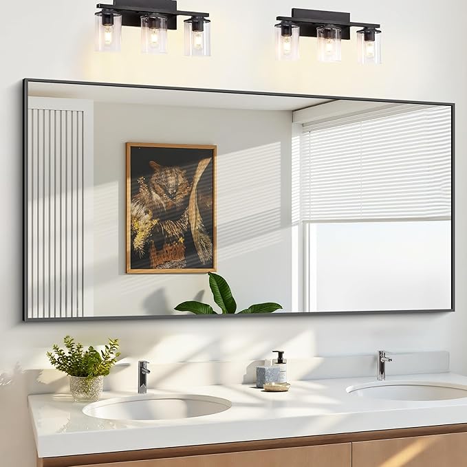 KOCUUY Bathroom Mirror, 30x60 Inch Large Black Mirrors for Wall, Rectangle Long Vanity Mirror with Aluminum Frame Modern Home Decor for Bathroom, Living Room, Entryway, Hang Horizontal/Vertical