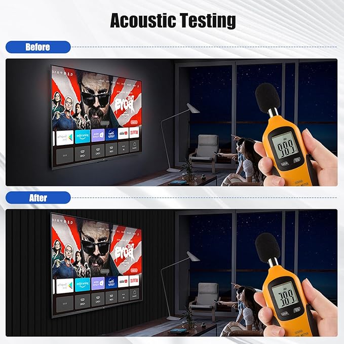 4-Pack Acoustic Foam Panels, 48" x 24" x 2" High-Density Soundproof Foam Wall Panels for Wall, Ceiling, Noise Dampening Panels for Office, Studio and Home (Black 4 Pack, 48X24X2 Inch)