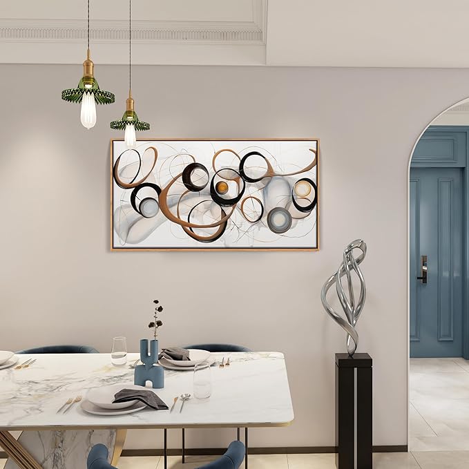 Abstract Wall Art, Modern Framed Canvas Wall Art for Living Room, Large Wood Wall Art Decor, Brown and Black Office and Kitchen Decorations, Bedroom Aesthetic, Modern Painting Print 20×40