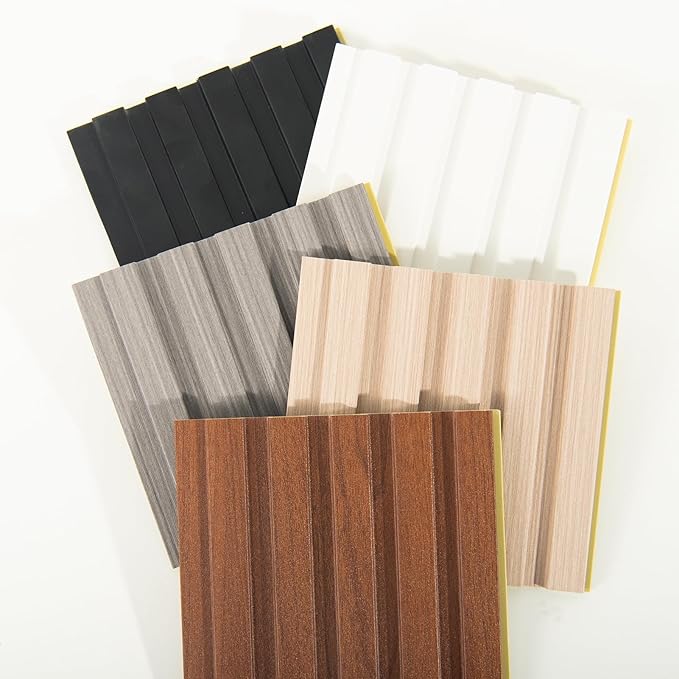 Art3d Slat Wall Panels, WPC Soundproof 3D Wall Paneling for Interior Wall Decor, TV Background, Samples 5-Pack 6 x 6 in.