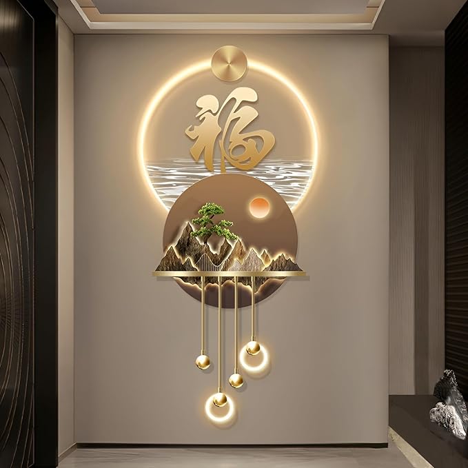 Bonsai 3D LED Wall Art Light Wall Sculpture Painting Decoration Art Modern Wall Hanging Painting for Living Room Entrance Corridor Decorative Wall Mounted Lamp(Stylle L)