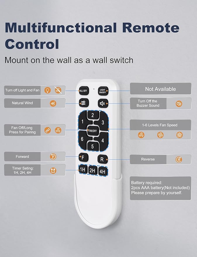 72'' Silver Ceiling Fans With No Lights, 8 Blades Large Ceiling Fan Remote/APP Control, Silent Shop Ceiling Fan for Garage Covered Outdoors