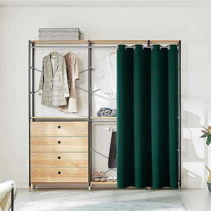 ChrisDowa Blackout Door Curtains for Doorway Privacy, Grommet Closet Curtain for Bedroom Closet Door, Thermal Insulated Doorway Cover Room Divider Drapes (1 Panel, Forest Green, 42 x 80 Inch)