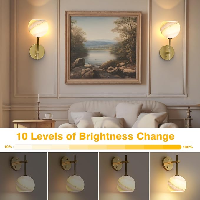 MOITA Wall Sconces Set of Two, Wireless Battery Operated Wall Decor with Remote, Sconces Wall Lighting with Glass Shade, Upward and Downward Installation, 12 RGB Colors and 3 CCT Options