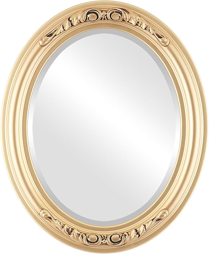OVALCREST Oval Beveled Wall Mirror for Home Decor - Florence Style - Gold Spray - 34" x 28"