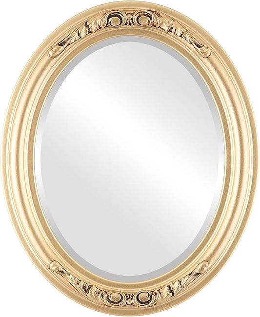 OVALCREST Oval Beveled Wall Mirror for Home Decor - Florence Style - Gold Spray - 44" x 34"