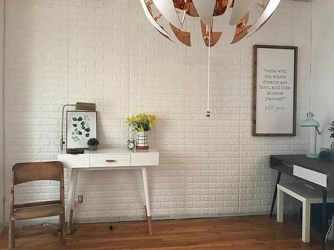 Art3d 11-Pack Peel and Stick 3D Wall Panels for Interior Wall Decor, White Brick Wallpaper, Covers 64 Sq.Ft