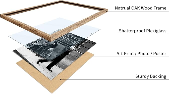 Poster Master Vintage Photograph Poster - Travel Print - Men in a Street of Napoli, Italy, Black & White, Minimalist - Gift for Artist, Friend - Wall Decor for Home, Office, 11x14 Beige Framed