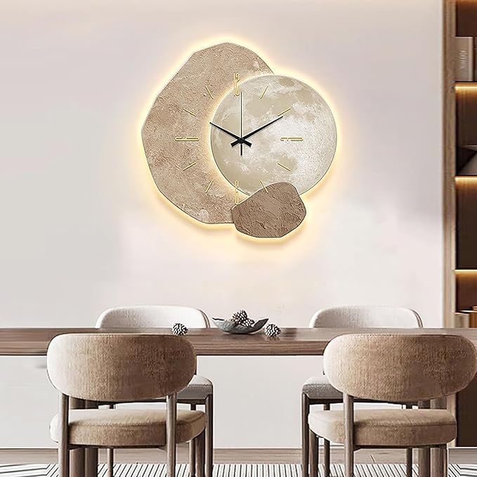 3D Wall Art Decor Clock, Large 3D Wall Sculptures with LED Light, Modern Home Decorative Wall Clocks Acrylic Painting for Living Room Bedroom Entrance Decor(19.7"x19.7", A)
