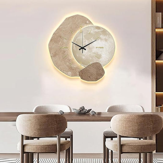 3D Wall Art Decor Clock, Large 3D Wall Sculptures with LED Light, Modern Home Decorative Wall Clocks Acrylic Painting for Living Room Bedroom Entrance Decor(19.7"x19.7", A)