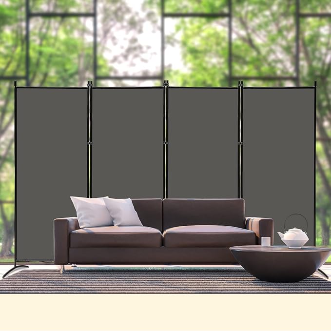 MAYOLIAH 4 Panel Privacy Screen Room Dividers 6FT Tall Portable Office Wall Divider for Rooms Separator 136" x20"x71", Grey