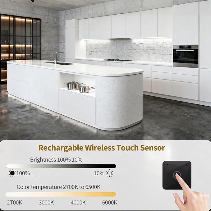 12Pcs 15‘’ Linkable CCT COB Recessed LED Light Bar Kit,2700K~6500K,with Rechargeable RF & Alexa Voice Control,for Wood Slat Wall Panel,Home Decor,Under Cabinet Strip Light,Black Channel