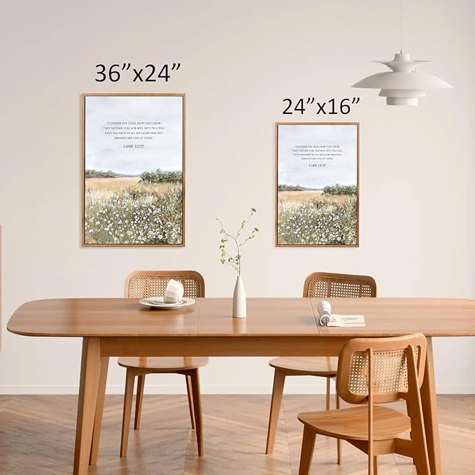 CHDITB Inspirational Bible Verse Framed Canvas Wall Art Set, Christian Scripture Floral Wall Decor, Religious Spiritual Art Print, Uplifting Religious Painting for Church Girl Bedroom Decor 24"x36"x3