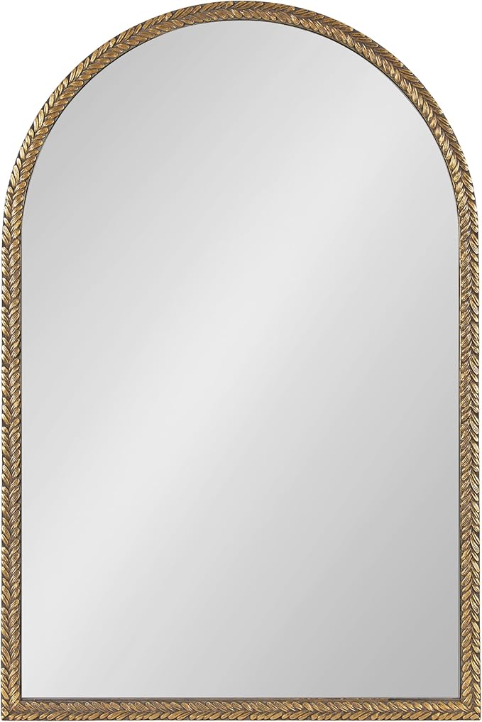 Kate and Laurel Acastis Traditional Ornate Textured Arch Mirror, 24 x 36, Gold, Vintage Arched Wall Mirror for Use as Vanity Bathroom Mirror or Fireplace Mantel Mirror