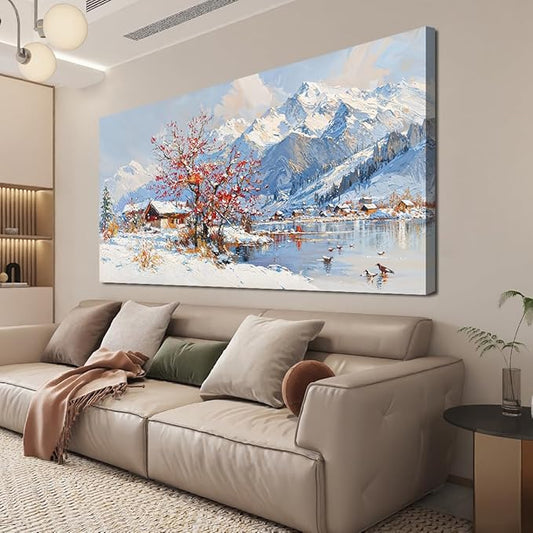 Canvas Wall Art Prints Large Wall Art Pictures for Living Room Landscape Farmhouse Wall Art Decor Canvas Art Wall Decor Red Tree Flower Artwork For Walls Bedroom Office Home Wall Decor 24" X 48"