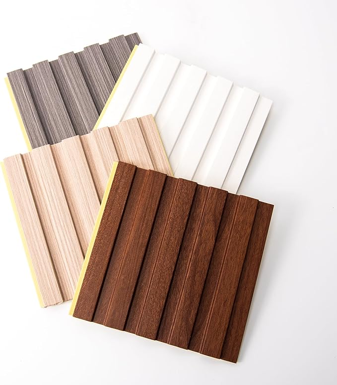 Art3d Slat Wall Panels, WPC Soundproof 3D Wall Paneling for Interior Wall Decor, TV Background, Samples 5-Pack 6 x 6 in.