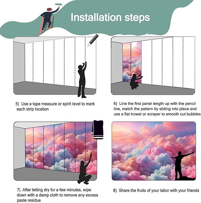 -Colorful Cloud Nursery Wallpaper XT23 S 100" x 65"