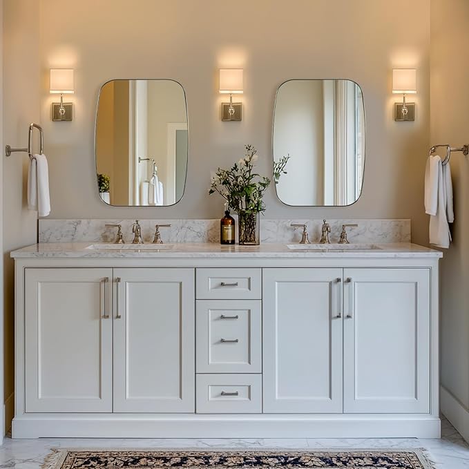 ANDY STAR Oval Mirror for Bathroom, 22x30 Brushed Nickel Oblong Bathroom Mirror for Vanity with Stainless Steel Metal Frame, Modern Anti Rust Wall Mounted