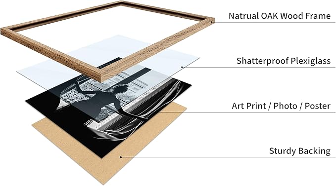 Poster Master Vintage Photograph Poster - Retro Minimalist Print - Girl In The Open Window, Black & White, Simple - Gift for Artist, Friend - Wall Decor for Living Room, Dorm, 11x14 Beige Framed