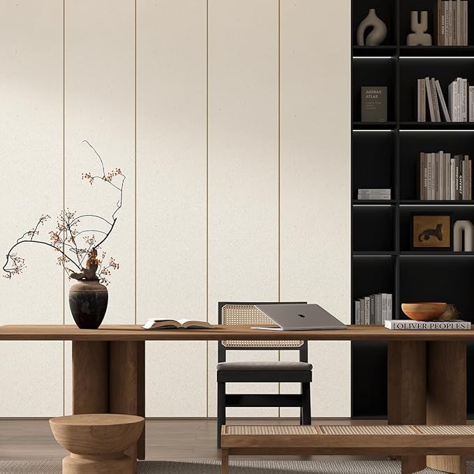 Natural White Wallpaper Grasscloth Textured Peel and Stick Wall Fabric&Wallpaper Self-Adhesive Wall Fabric&Wallpaper Removabl Easy to Clean for Bedroom,Living Room , Office. (16.5"x236.2") 1001