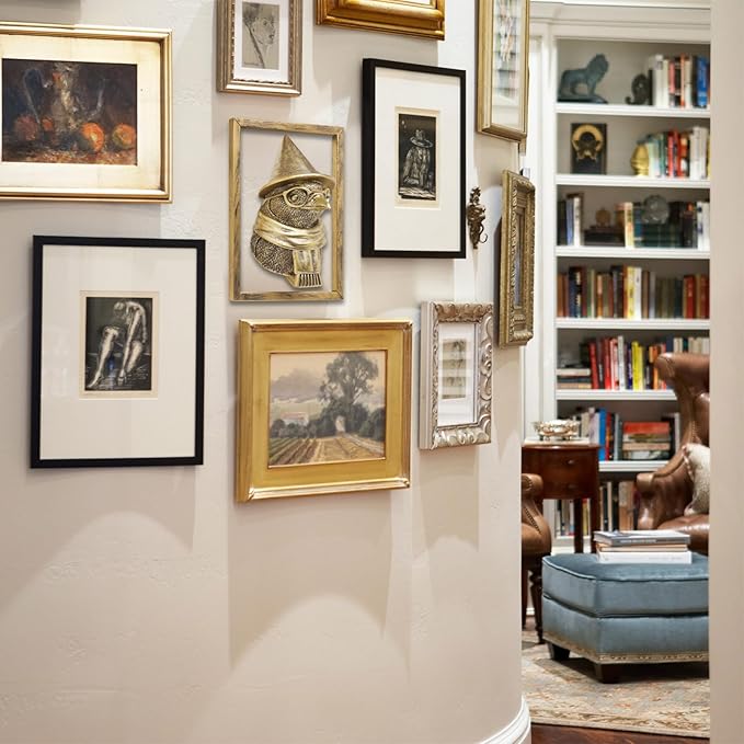 Newinhome Animal Heads Wall Decor (Includes Metal Frame) Resin Animals Sculptures Head Wall Hanging Decoration Gold vintage Wall Sculpture for Living Room Bedroom Office (Penguin)