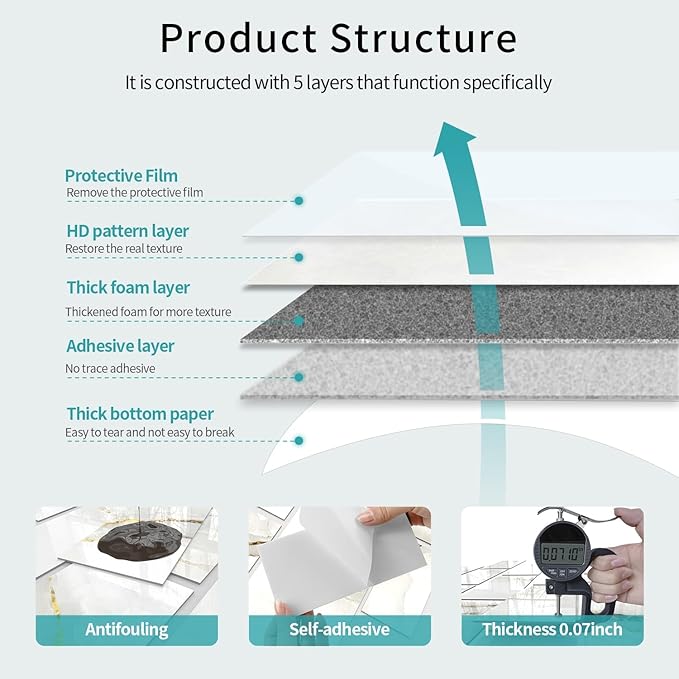 16-Pack Peel and Stick Backsplash Marble Wall Tiles, Waterproof 4" x 8" Glossy Imitation White Gold Marble, PVC Shower Wall Panels for Interior Wall Decor; Tile for Kitchen, Bathroom, and Fireplace