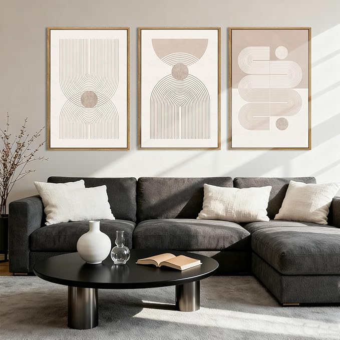 Anyzal Boho Abstract Wall Art Modern Minimalist Artwork Neutral Line Wall Decor for Living Room Bedroom Office 16x24 Inch Set of 3