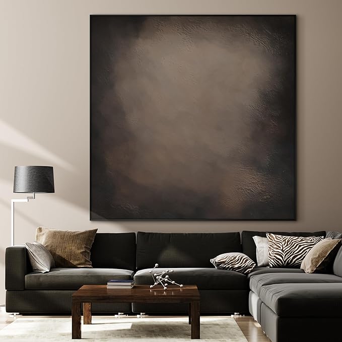72"x72" XL Framed Wall Art - Dark Rustic Grunge Abstract Industrial (Frame Assembly Required)