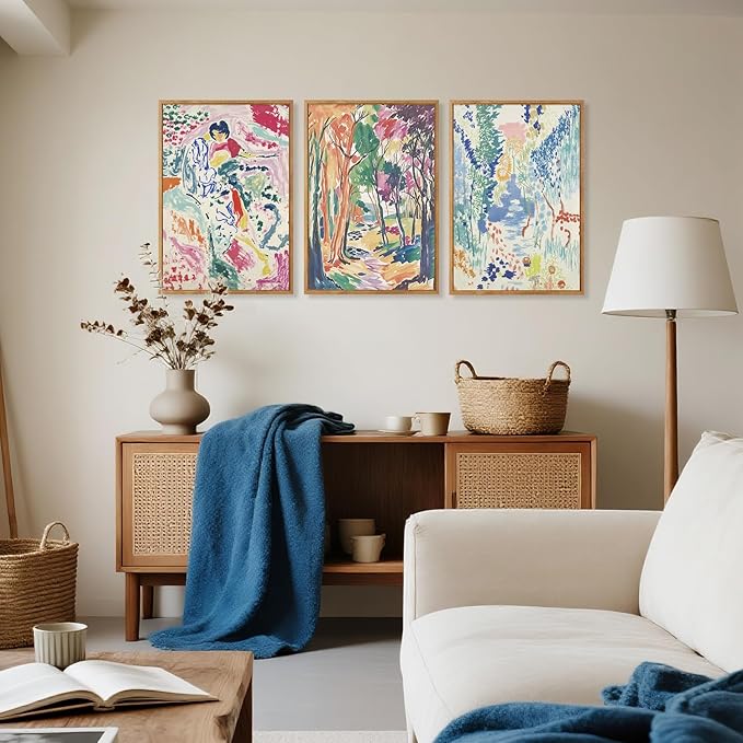 CHDITB Abstract Expressionist Framed Canvas Wall Art Set, Colorful Nature Inspired Wall Decor, Modern Gallery Art Spiritual Wall Painting, Eclectic Art Prints for Living Room Bedroom Office-24 x36 x3