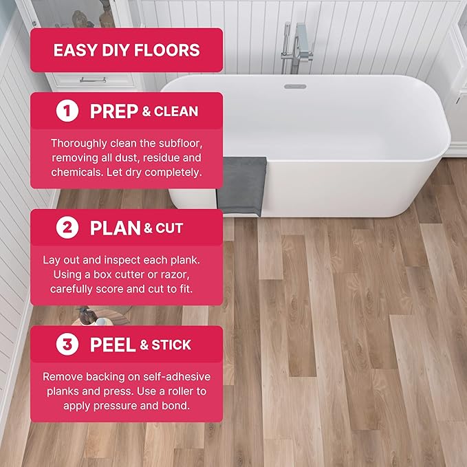 LUCiDA SURFACES Luxury Vinyl Flooring Tiles-Peel and Stick Floor Tile for DIY Installation-Sample Wood-Look Plank-Honey-Basecore-6 inch x 12 inch