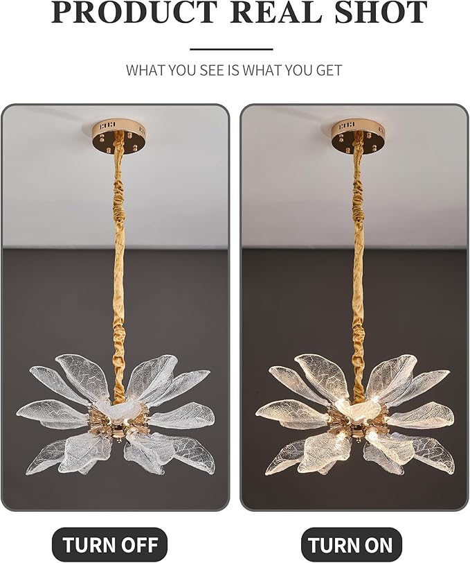 Modern Tree Branch Leaf Chandelier, 18-Light 25.59" Luxury Gold Pendant Lighting, LED 40W 3000K Warm White Chandeliers, Adjustable Height for Living Room, Dining Room, Bedroom, Kitchen Island